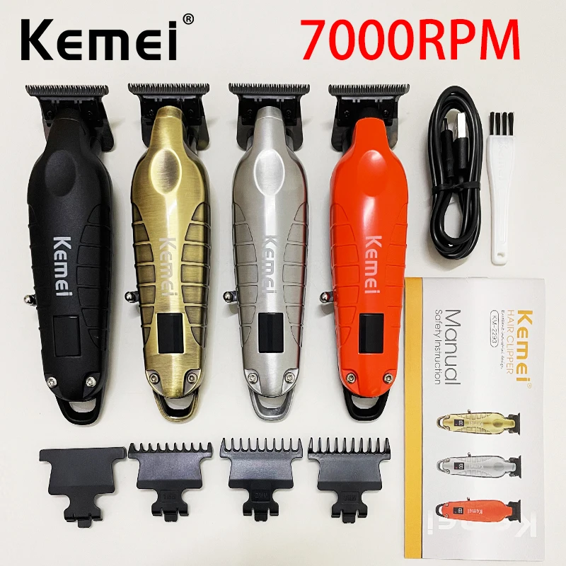 케메이 KM-2293 오리지널 전기 헤어 클리퍼 충전식 헤어 트리머 LCD 디스플레이 미용사 전문 커팅 머신