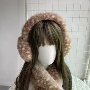 인조 모피 뿔 머리띠 일본 로리타 헤어밴드 크리스마스 엘크 사슴 스카프 겨울 털이 두꺼운 귀마개 코스프레 액세서리