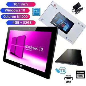 10.1인치 윈도우 10 프로 태블릿 PC 인텔 셀러론 N4000 64비트 쿼드 코어 듀얼 카메라 4GB DDR 32GB ROM 1280 x 800 IPS HD-MI 포트