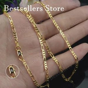 925 스털링 실버, 18K 골드, 16-30인치, 4mm 피가로 체인 목걸이, 패셔너블, 매력적, 우아한, 선물용 주얼리