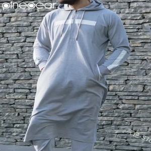 무슬림 남성 주바 토브 두바이 터키 카프탄 롱 후디 이슬람 사우디 아라비아 스웨트셔츠 로브 캐주얼 루즈 블라우스 남성 의류