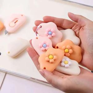 1-2-3-6개 귀여운 미니 꽃 포켓 클라우드 아트 유틸리티 박스 나이프 종이 커터 공예 포장 블레이드 문구