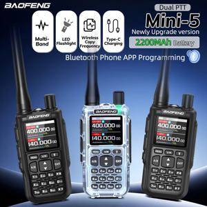 1/2PCS BAOFENG 미니 5 워키 토키 멀티 밴드 듀얼 PTT 블루투스 프로그래밍 TYPE-C 충전 새로 업그레이드 된 UV-5R 미니 햄 라디오