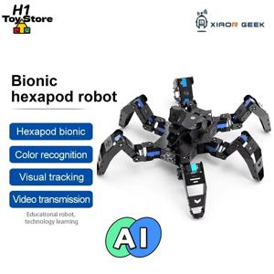샤오리 기크 테크 헥사포드 바이오닉 스파이더 로봇 라즈베리 파이 5 4B AI 비전 파이썬 음성 제어 WiFi 핸들 20 DOF STEM 사용자용