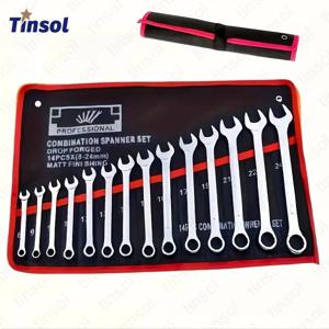 TINSOL 14포켓 공구 정리함 롤형 내구성 있는 렌치 및 멀티툴 보관 가방, 차고 및 작업장 수리용 휴대용 손잡이 포함