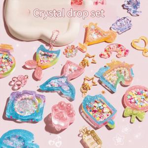 어린이 DIY 크리스탈 글루 키체인 아트 공예 세트 (여아 6세 이상용) 창의적인 핸드메이드 재료 키트 장난감 펜던트 생일 선물
