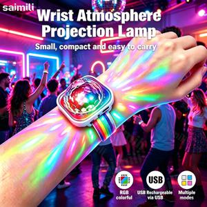 미니 휴대용 LED 램프 나이트 스트로브 시계 팔찌 USB 충전식 휴대용 웨어러블 손목 무대 분위기 조명 파티 차량용