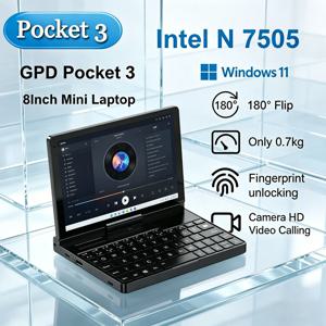 부스트 다이나믹 GPD 포켓 3 미니 노트북 8인치 인텔 골드 7505 노트북 16GB 512GB SSD 모듈형 모든 기능을 갖춘 휴대용 윈도우11
