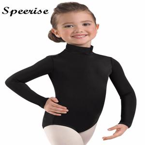 Speerise 여아용 스판덱스 긴 소매 터틀넥 발레 체조 레오타드, 유아 댄스 의상