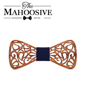 Mahoosive 남성용 새 꽃 나무 나비 넥타이 Bowtie Hollow Butterflys 웨딩 정장 나무 bowtie 셔츠 krawatte Bowknots Slim tie