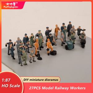 27개/세트 1:87 호스케일 모형 철도 작업자 풍경 모형 기차 철도 레이아웃 피규어 모델 DIY 미니어처 디오라마 전시