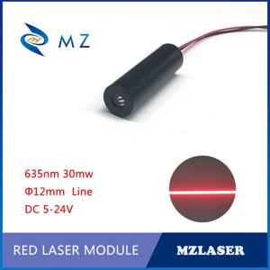 레드 라인 레이저 다이오드 모듈 D12mm 635nm 5/10/30mw 5-24V 110도 고품질 유리 렌즈 산업용 등급