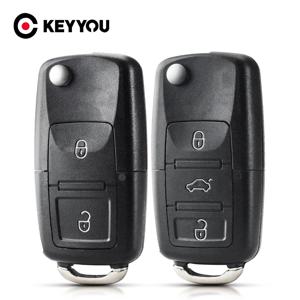 KEYYOU 2 버튼 접이식 자동차 원격 키 플립 접이식 키 쉘 케이스 폭스 바겐 Vw 제타 골프 Passat 비틀 Skoda 좌석 폴로 B5
