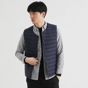 남자 90% 화이트 다운 조끼 남자 의류 울트라 라이트 다운 양복 조끼 휴대용 민소매 코트 남자 겨울 라운드 칼라 따뜻한 라이너