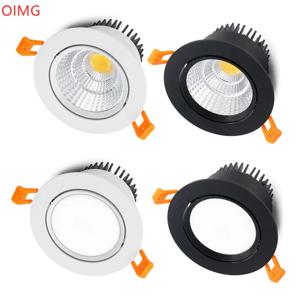 COB LED 천장 램프 스포트라이트, AC110-220V 원형 LED 패널 조명, 조도 조절 가능 매입형 LED 다운라이트, 5W, 7W, 9W, 12W, 15W, 18W, 4 가지 유형
