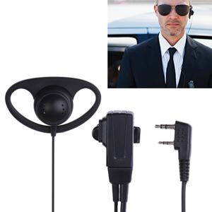 D자형 이어피스 헤드셋, 2 핀 PTT 마이크 워키토키 이어폰, Baofeng Kenwood Puxing TYT 라디오용 마이크 포함, 일방향 헤드폰