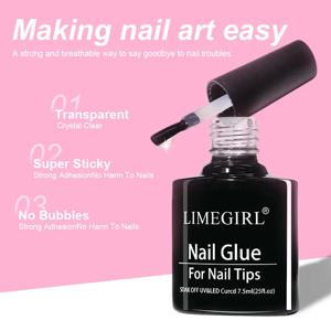 LIMEGIRL 네일 팁 글루 젤 7.5ml uv 글루 가짜 네일 젤 폴리쉬 매니큐어 하이브리드 젤락 다기능 강력 젤 네일 폴리쉬