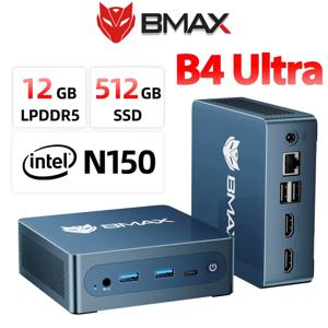 BMAX B4 울트라 미니 PC 윈도우 11 PC 인텔 N150 12GB 512GB SSD 2*HDMI 1*Type-C 4K@60Hz 지원 1000MHz 인텔 그래픽