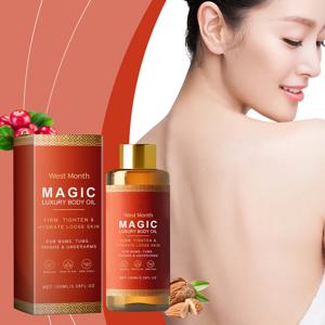 웨스트 먼스 모이스춰라이징 바디 오일 (광채 피부 탄력 강화, 처짐 방지, 스위트 아몬드 오일 함유, 부드러운 바디 마사지 오일)