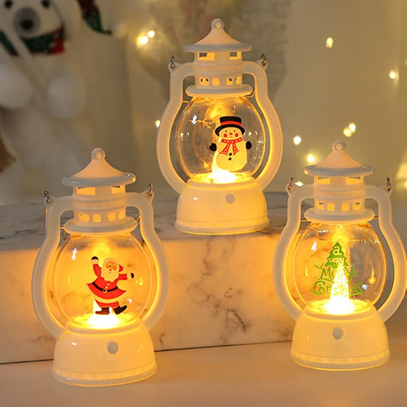 휴대용 LED 크리스마스 산타 클로스 눈사람 등불 실내 장식 조명 배터리 홈 크리스마스 새해 Navidad 장식품에 대 한 전원