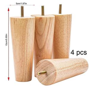 높이 8cm-40cm 4pcs 나무 가구 다리 테이퍼 소파 다리 교체 가구 피트 소파 의자 소파 드레서 침대 다리