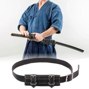 1PC- 레트로 중세 검 고정 벨트, 조절 가능한 사무라이 칼집, 코스프레 벨트 - 실용적인 PU 가죽 소재