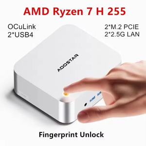 AOOSTAR MACO 미니 PC AMD Ryzen 7 H255 미니 PC 윈도우 11 WiFi 6 USB4 게이밍 PC DDR5 5600MHz 4 디스플레이 지원 4K/8K 컴퓨터