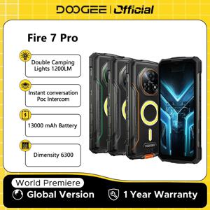 DOOGEE Fire 7 Pro 5G 러기드 폰 듀얼 캠핑 라이트 13000mAh 배터리 64MP AI 메인 카메라 디멘시티 6300 안드로이드15 스마트폰