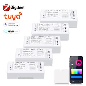 Zigbee 3.0 CCT RGBW LED 스트립 투야 RGB 컨트롤러 WiFi 스마트 라이트 디머 스위치 디밍 가능 음성 제어 DC12V~24V LED 컨트롤러