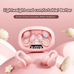 X53 무선 헤드폰 블루투스 헤드셋 스마트 디지털 디스플레이 볼륨 조정 귀여운 만화 귀 클립 착용 편안함