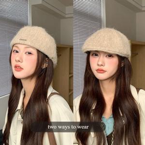 가을 영국 스타일 베레모 여성 빈티지 플랫 캡 겨울 보온 니트 모자 올매치 피크드 캡 포워드 캡 도매