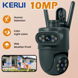 KERUI 야외 10MP 5K HD 듀얼 렌즈 WiFi IP 카메라 투야 스마트 PTZ 무선 홈 보안 CCTV 영상 감시 인체 감지
