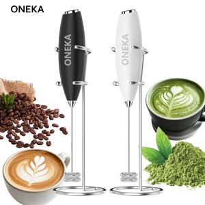 ONEKA 휴대용 강력 우유 거품기 스탠드 포함 배터리 음료 믹서 커피, 라떼, 카푸치노, 말차 선물 아이디어
