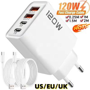 샤오미 120W PD 4포트 USB C 충전기 퀵 차지 타입 C USB 폰 충전기 고속 충전 어댑터 삼성 아이폰 화웨이용