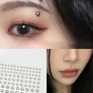 다이아몬드 스티커 가짜 코걸이 셀프 접착형 라인스톤 비피어싱 눈 귀 얼굴 바디 주얼리 여성용 스티커 크리스탈