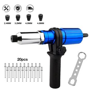 전동 리벳건 2.4mm-4.8mm 휴대용 리벳 너트건 드릴 어댑터 가정용 플러그인 리베팅 도구 무선 리벳 네일 비트 도구 키트