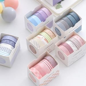 5 롤 얇은 와시 테이프 세트 장식용 마스킹 테이프 10mm x 2M 플래너 저널링 DIY 공예 스크랩북 장식 라벨링