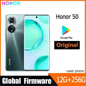 HONOR 50 5G 스마트폰 글로벌 펌웨어 6.57인치 4300mAh 배터리 108MP+32MP 카메라 RAM 12GB ROM 256GB 중고폰