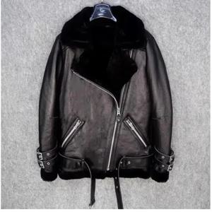 CC Shop Top 여성용 정품 가죽 재킷, 따뜻한 100% 모피 코트, 양피 양모 의류, 플러스 사이즈 전단 의류, 겨울 패션
