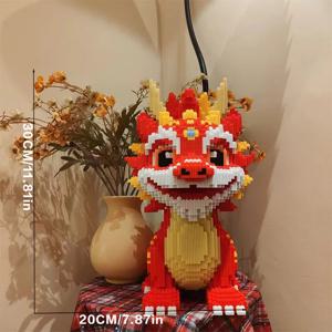 새로운 드래곤 빌딩 블록 조립 장난감 DIY 작은 입자 퍼즐 장식품 3D 데스크탑 장식 소년 소녀 생일 선물