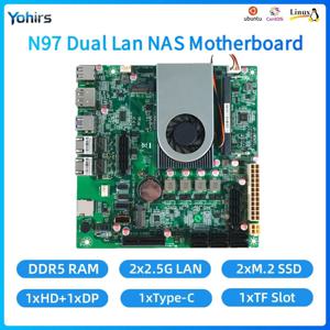 요히르스 NAS 마더보드 미니 ITX 인텔 N97 N150 프로세서 6xSATA3.0 RAID 듀얼 2.5G LAN i226-V DDR5 M.2 NVME PCIe 홈 서버