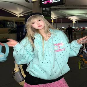 여성 서브컬처 스웻셔츠, 하라주쿠 재킷, 긴팔 캐주얼 프린트 코트, 한국 패션, 일본 오버사이즈 Y2k 후드 상의