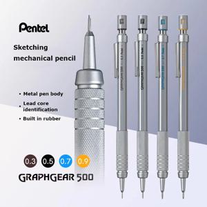 Pentel Graphgear 500 제도 기계식 연필 일본 문구 0.3/0.5/0.7/0.9MM 드로잉 자동 연필 내장 지우개