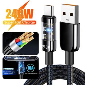 240W 10A USB 유형 C 초고속 충전 케이블 QC3.0 고속 충전기 케이블 삼성 Xiaomi 화웨이에 대한 LED 전화 충전기 데이터 코드
