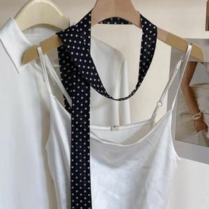 패션 리본 폴카 도트 스카프 인쇄 얇은 스카프 머리띠 한국 스타일 Neckerchief 긴 스카프 결혼식