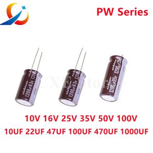 10PCS Nichicon PW 전해 콘덴서 10V 16V 25V 35V 50V 63V 100V 10 미크로포맷 22 미크로포맷 47 미크로포맷 100 미크로포맷 220 미크로포맷 470 미크로포맷 820 미크로포맷 1000 미크로포맷 1200 미크로포맷 NEW