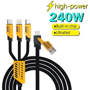 마이크로 USB 타입 C 충전 케이블 1.2m 멀티 USB 포트 멀티 USB 충전 코드 아이폰 화웨이용 3 in 2 240W 고속 충전 코드