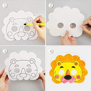 8 Pcs DIY 어린이 색상 만화 동물 그림 마스크 장난감 유치원 낙서 예술 공예 어린이 몬테소리 크리 에이 티브 그림 선물
