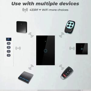 투야 US WiFi 스마트 벽 스위치 RF433 1/2/3 갱 중성선 불필요 터치 센서 LED 조명 스위치 스마트 홈 Alexa Google Home