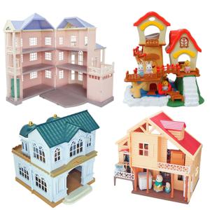 1:12 마이크로 디럭스 빌라 인형 집 성 Treehouse 강당 놀이 집 미니어처 가구 모델 주방 장난감 소녀 선물